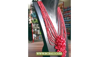 Reds Stone Beading Necklaces